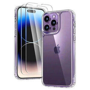 TAURI Clear Case for iPhone 14 Pro Case Not-Yellowing 2 Screen & Lens Protectors